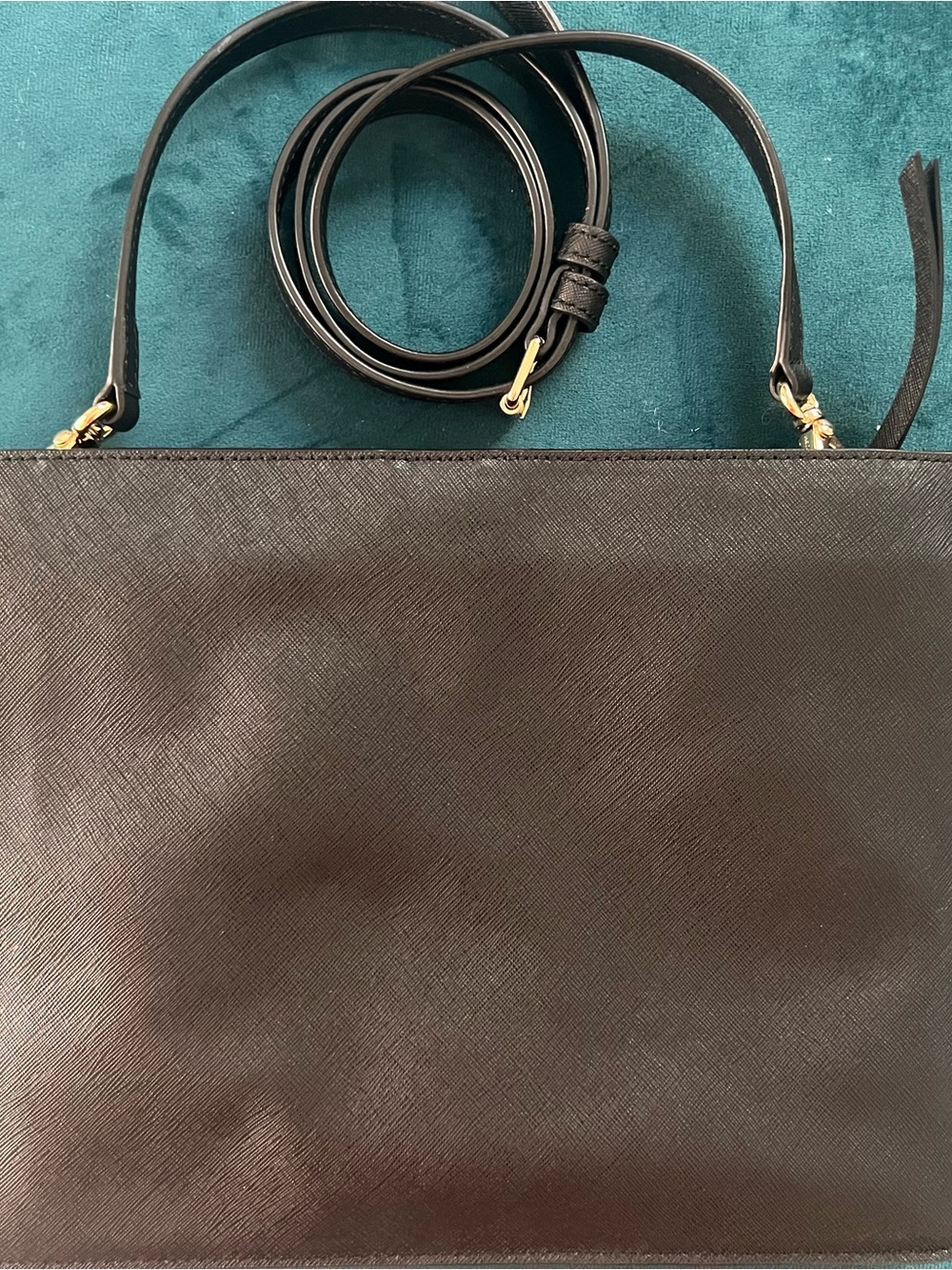 Original Henri Bendel Black Leather Crossbody/tablet bag. Croc front pouch. - Picture 3 of 8